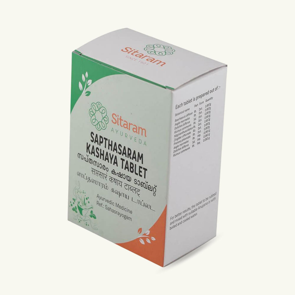 Sitaram Ayurveda, Sapthasaram Kashayam Tabletten, 50 Tabletten, ayurvedisches Nahrungserganzungsmittel
